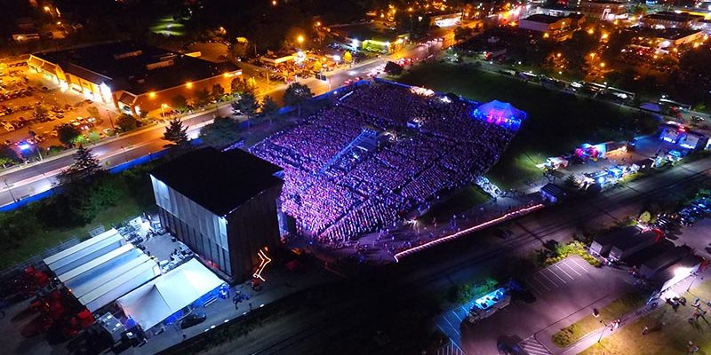 aerial photo of bangor maine waterfront concert