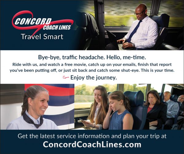concord coach lines travel smart bye-bye traffic headache. hello me-time digital ad